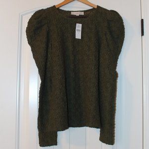 LOFT LS Lace Top - Green Sz Med